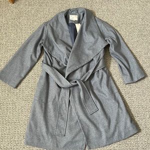 A New Day Trench Coat Wrap Winter Denim like Light Blue S Tie Belt